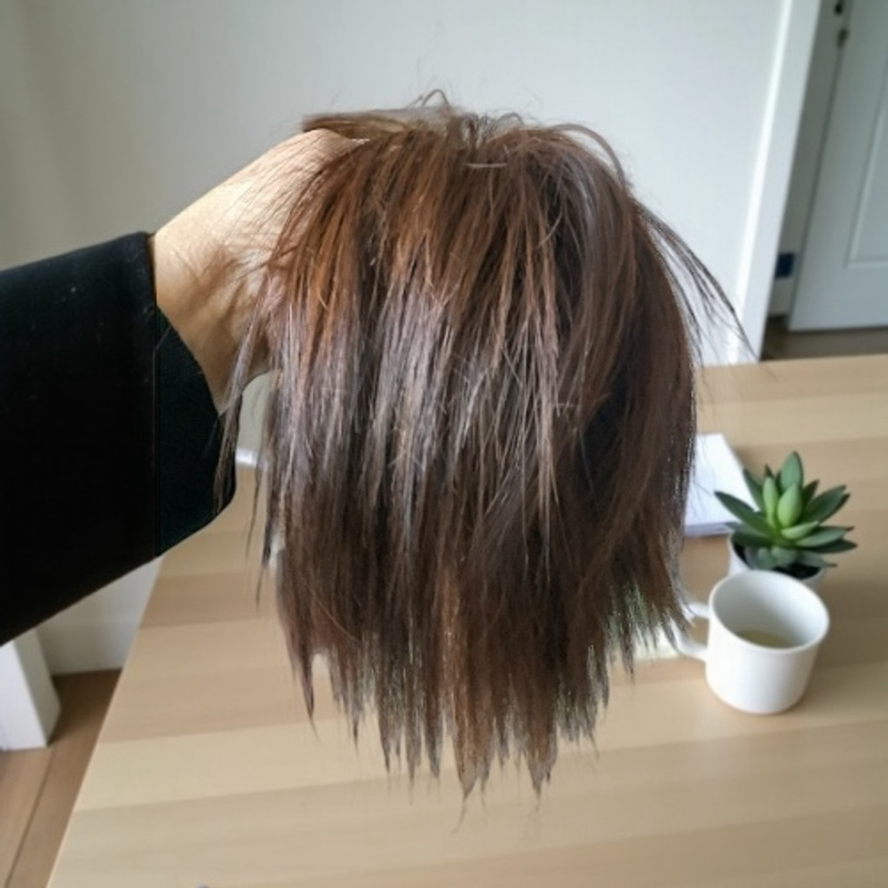 Auburn Brown 8” messy bun ponytail extension w/ elastic